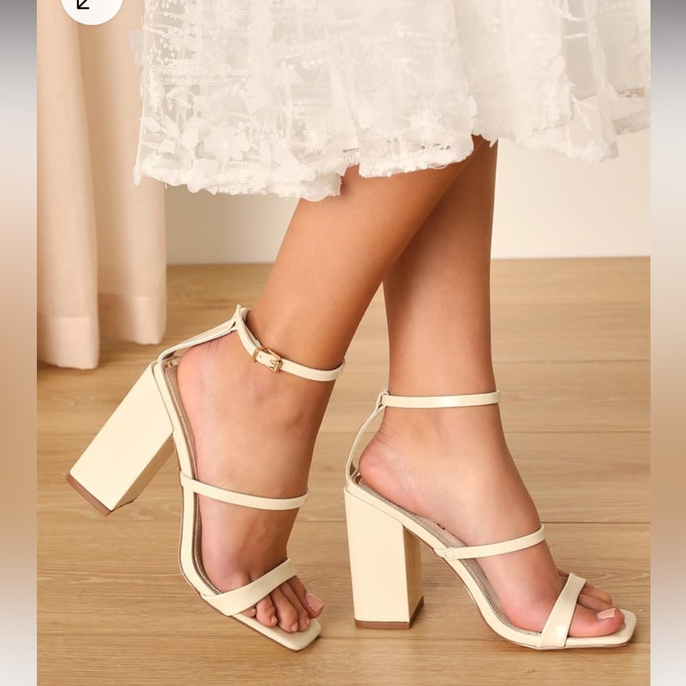 Lulus Mabie Bone Ankle Strap High Heel Sandals